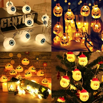 

1.5m 10Led Halloween Pumpkin Ghost Skeletons Bat Spider Led Light String Festival Bar Home Party Decor Halloween Ornament