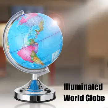 

20CM Terrestrial Earth Globe World Map LED Light Geography Education Toy With Stand Home Decoration Office Ornament Kids Gift
