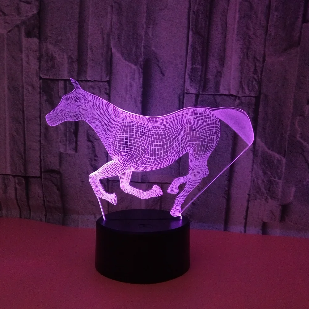Животное лошадь 3D светодиодный ночник RGB 7 цветов Изменение Настольная лампа фигурки 2869 дети дома рождественские игрушки