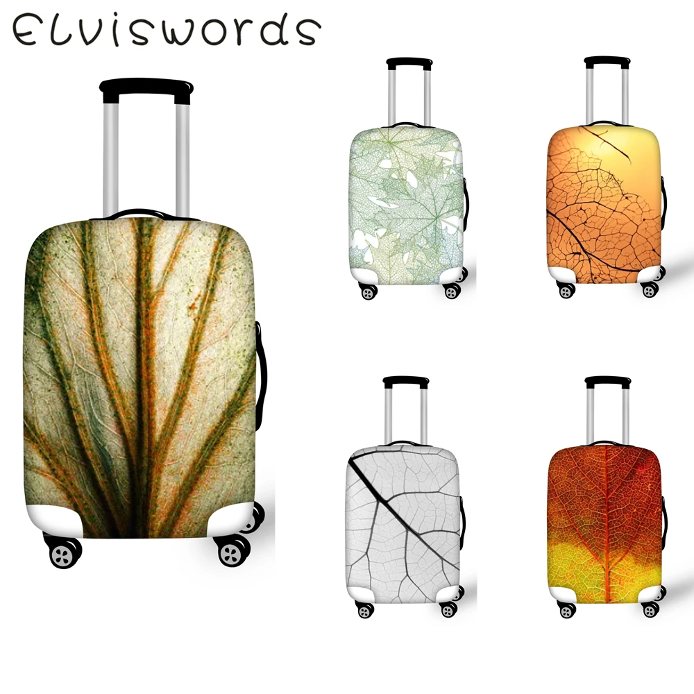 ELVIESWORDS, чехол для багажа, аксессуары для путешествий, настраиваемый дизайн в виде листьев, эластичный водонепроницаемый пылезащитный чехол, Размер 18-32 дюймов, бирка