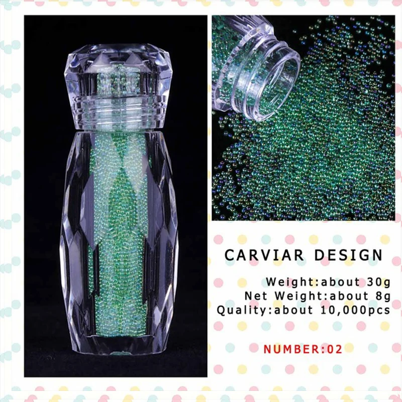 BQAN 1 бутылка микро Пикси бусины для ногтей гравий кристаллы для ногтей красочные стеклянные икры бусины 3D дизайн ногтей Декор Стразы - Цвет: Зеленый
