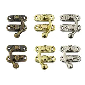 

12Pcs Leather Craft Bag Decorative Jewelry Gift Wine Hasp Hooks Wooden Box