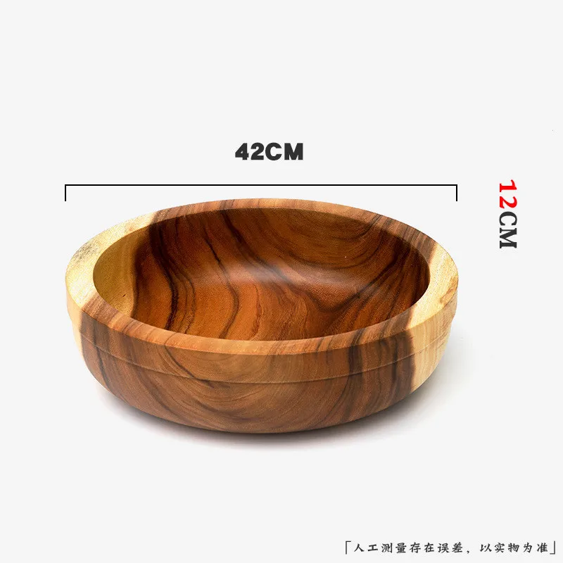 42x12CM Новинка, фруктовая Салатница, деревянная чаша, тарелка, фруктовое блюдо, тарелка, чайный поднос, десертный ужин, хлеб, цельные деревянные тарелки - Цвет: 42x12CM