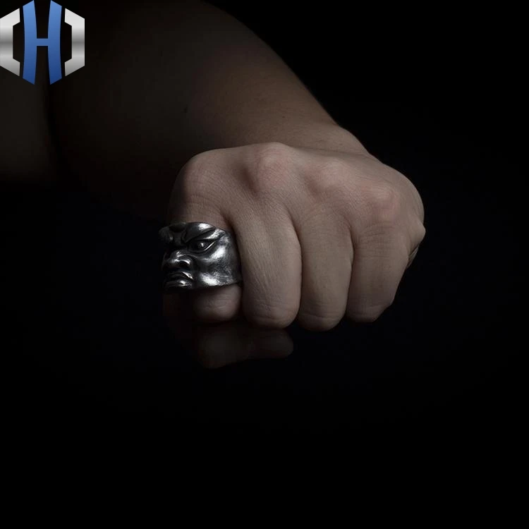 Original Handmade Silver 925 Silver Ring Dark Lux Punk Ring Male
