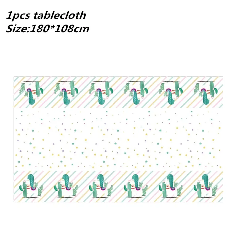 1pcs tablecloths Альпака день рождения одноразовая посуда набор Альпака ламы одноразовые тарелки/чашки/салфетки кактус вечерние украшения Альпака торт - Цвет: 1pcs tablecloths