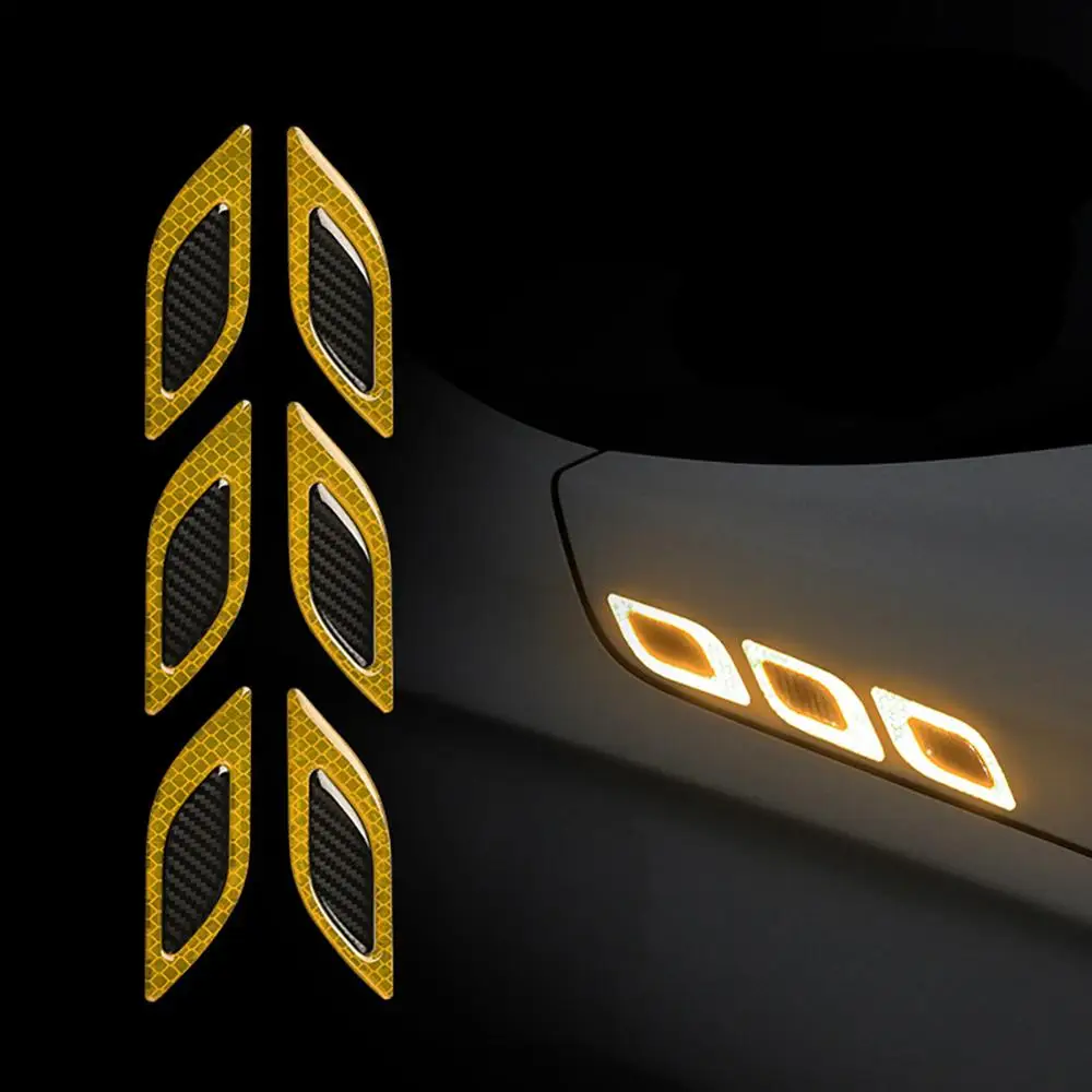 6 uds de fibra de carbono etiqueta engomada del coche camión de Motor de automóvil tiras reflectantes Anti-arañazos de la seguridad advertencia calcomanía reflectante de automóvil cinta