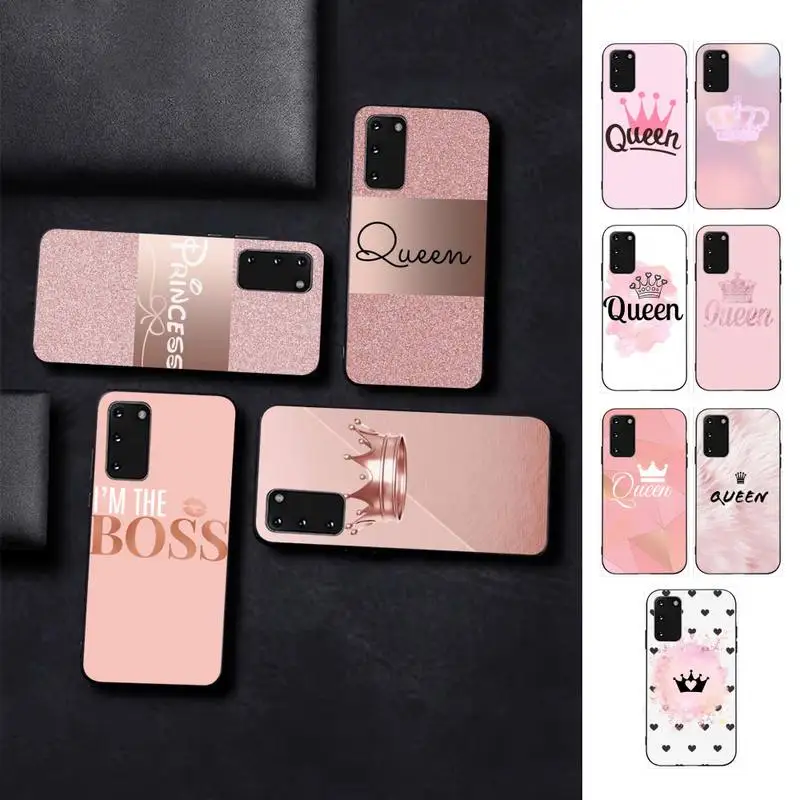 LVTLV Rose Gold Pink Princess Queen Phone Case for Samsung S10 21 20 9 8 plus lite S20 UlTRA 7edge |