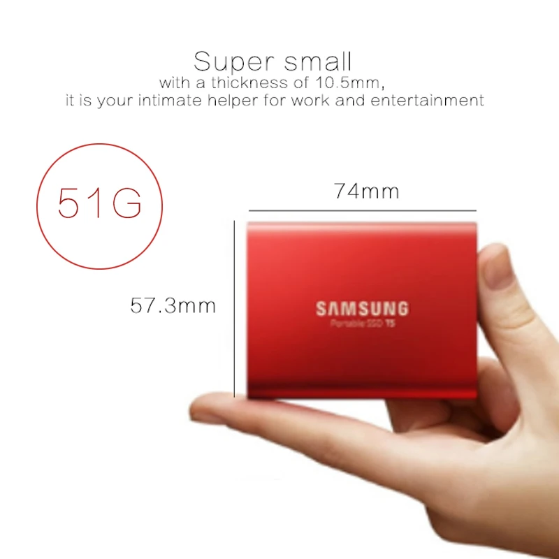 SAMSUNG T5 портативный SSD 1 ТБ внешний твердотельный диск USB3.1 type-C HDD для ноутбука