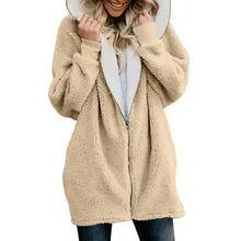 Casaco feminino de pelúcia, 5xl inverno casual macio com capuz bolso zíper velo, casaco feminino quente pele falsa fofo jaqueta feminina plus size