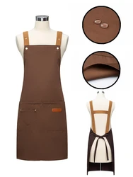 Avental de lona para homens, moda masculina, avental para cozinha, trabalho, churrasco, restaurante, bar, cafeteria, estúdio de manicure