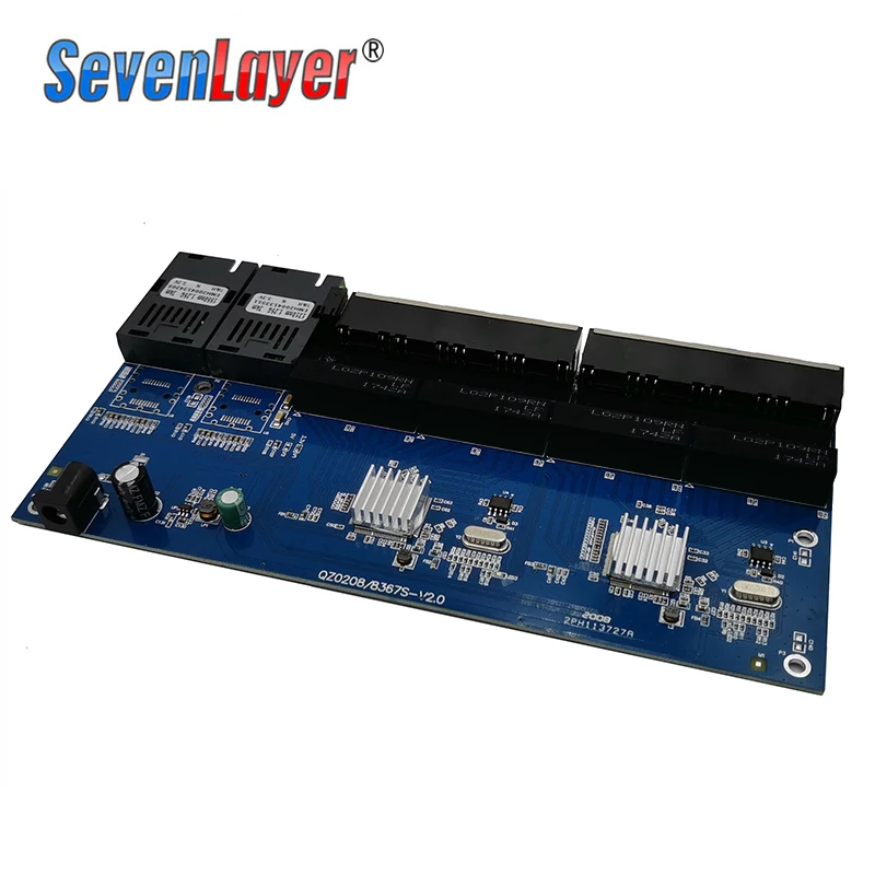 Ethernet коммутатор Gigabit 10/100/1000 м волоконно оптический медиа конвертер PCBA 8 RJ45 UTP и 2 SC