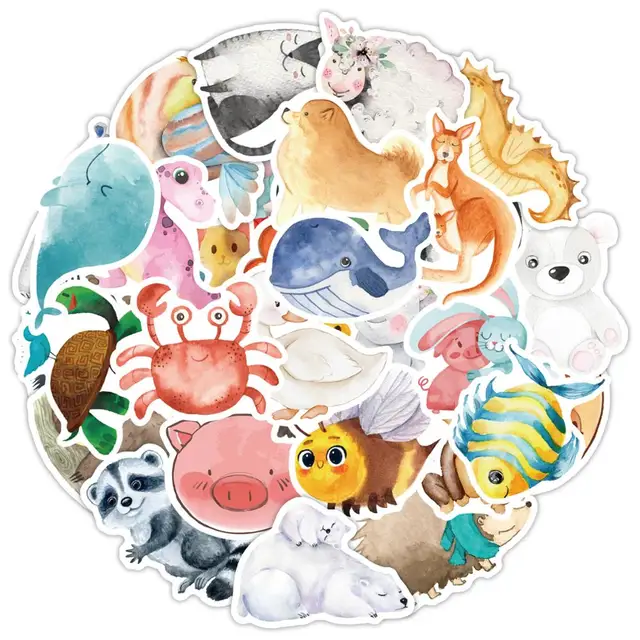 Animals Stickers Cute Cartoon Dog Cat Pig Sticker Anime Pack for Skateboard Phone Guitar Car Laptop Bicycle Fridge Kid Toys 2