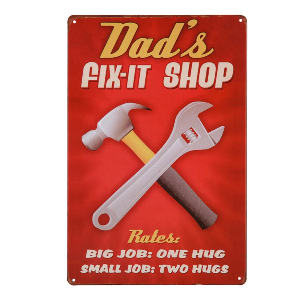 

Dad's Fix-It Shop Sign,Funny Dad Repair Shop Metal Tin Sign for Birthday Thanksgiving Gifts for Dad