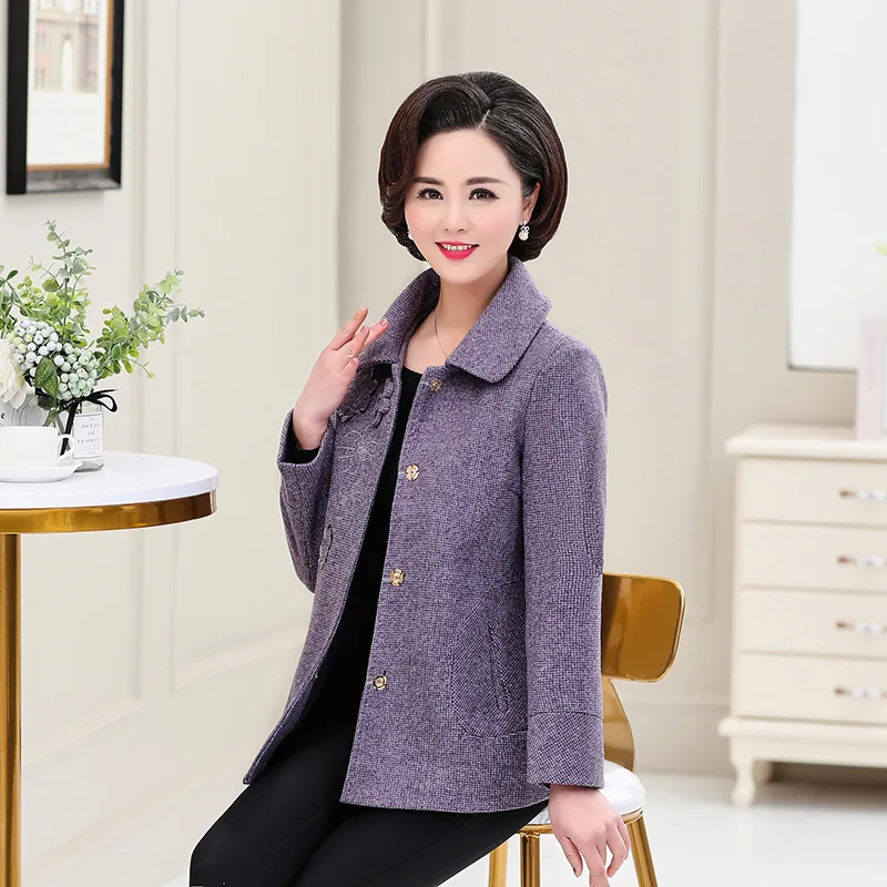 

2019 New Style Middle-aged ma ma kuan Handmade Frog Embroidery Fashion Elegant Slim Fit Coat Autumn And Winter Short Jacket