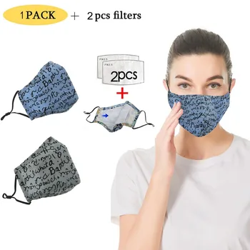 

1/5 Masks With 2/10 PCS Filters Gasket Unisex Adult Letter Windproof Foggy Haze PM2.5 Mask Face Mouth Cover Mascarilla