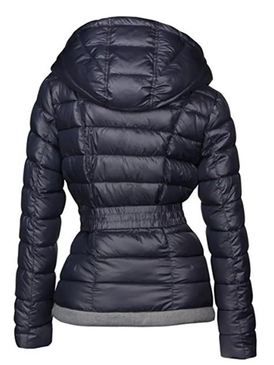 Зимние пальто, женские парки, хлопковая теплая Толстая короткая куртка, пальто с поясом, тонкая Повседневная Верхняя одежда на молнии в готическом стиле черного цвета
