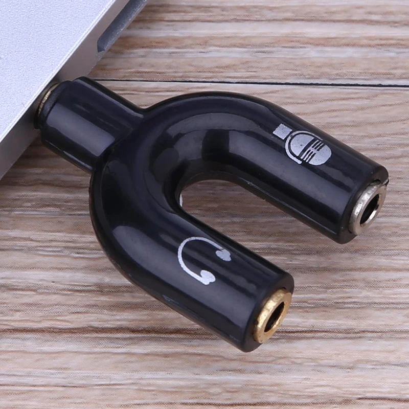 3.5mm Stereo Adaptor Audio Splitter Jack Headphone For Microphone 2 Way U Unique U Shape Design External Speakers