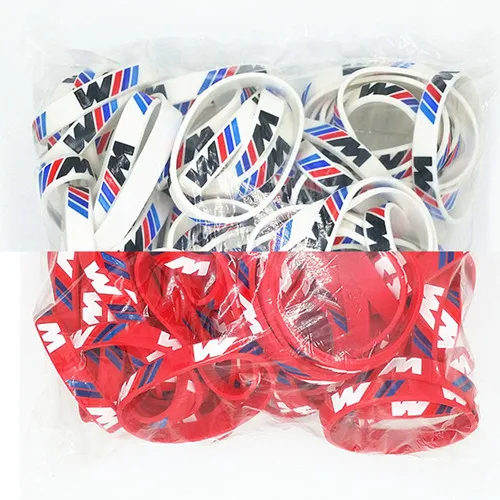 50 white 50 red 100 шт м мощный спортивный браслет для фанатов БМВ клуба Bimmer силиконовый браслет/м светящаяся голограмма резиновый браслет все серии подарки - Окраска металла: 50 white 50 red