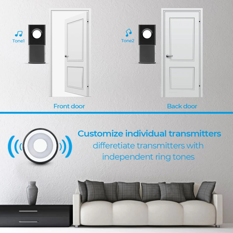 audio intercom Wireless IP55 Waterproof Doorbell 200m Range USB Home 58 Songs Intelligent Door Call 433MHZ Bell Chime 1 2 Button 1 2 3 Receiver intercom doorbell