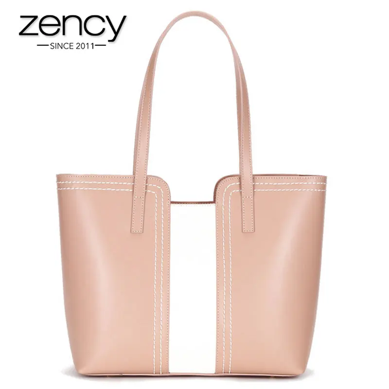 Женская сумка на плечо Zency Paneled 100% натуральная кожа модная женская тоут Большая