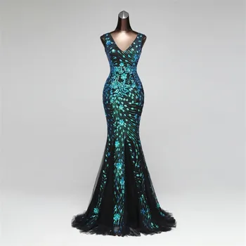 

2020 Double-V Mermaid Prom Gowns Formal Party Dress Vestido De Festa Elegant Luxury Robe Longue
