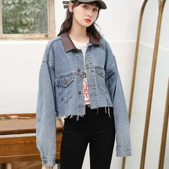 

Spring Jacket Women Solid Denim Jackets 2020 Short Frayed Solid Student All Match Fashion Chaqueta Loose Korean