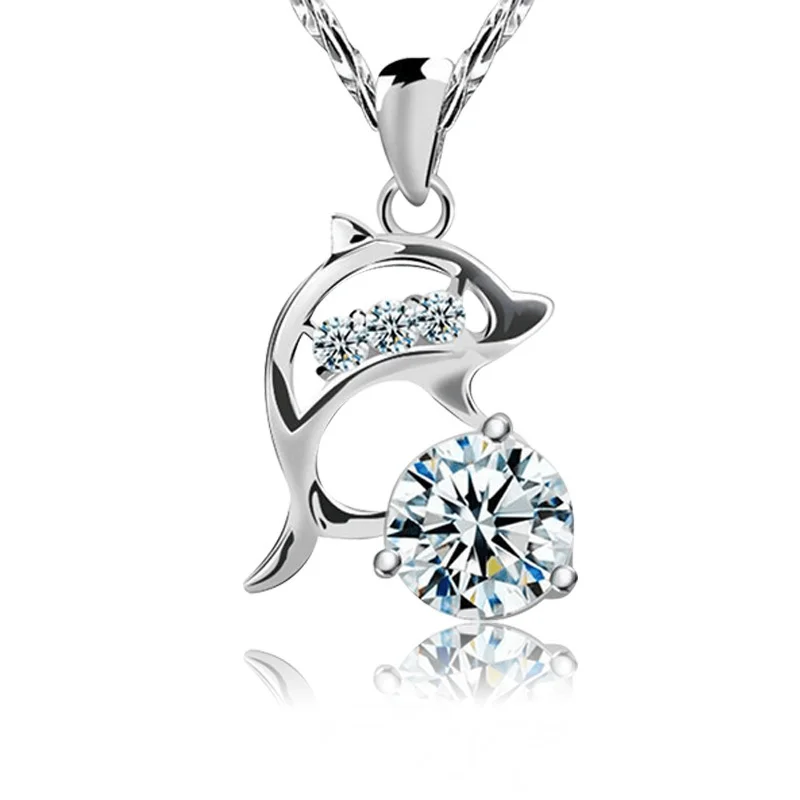 

Dolphin Zircon Pendant Necklaces Female Elegant Clavicular Chain Necklace for Women Girl Gift Wholesale Dropshipping