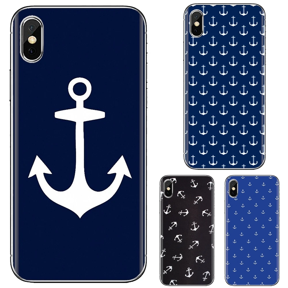 For Samsung Galaxy S6 S10E S10 Edge Lite Plus Core Grand Prime Alpha J1 mini White Anchors Pattern Wave Anchor Phone Soft Cover |