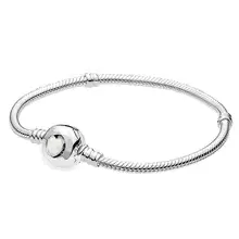 Аутентичный 925 пробы серебряный браслет белый чудесный Любовь Сердце застежка змея цепь браслет подходит бисера Шарм Diy ювелирные изделия