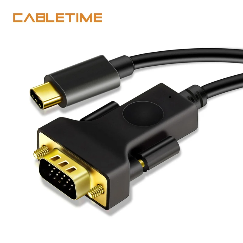 Кабель USB C для VGA 1080P черный Тип ноутбука UHD внешний видеопроектор 1 8 м N110|Кабели VGA|