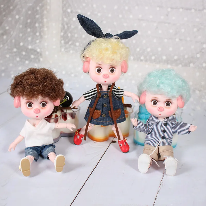 

1/12 BJD Dolls 26 ball joint body 15CM Mini Doll Lucky Pig ob11 DBS Doll with Equipment Shoes Makeup Set Gift Toy