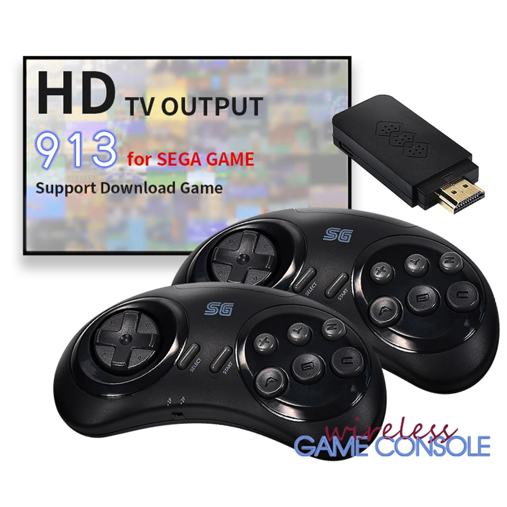 16-битная Беспроводная игровая консоль MD для Sega Genesis Game Stick HDMI-совместимая с 900 +