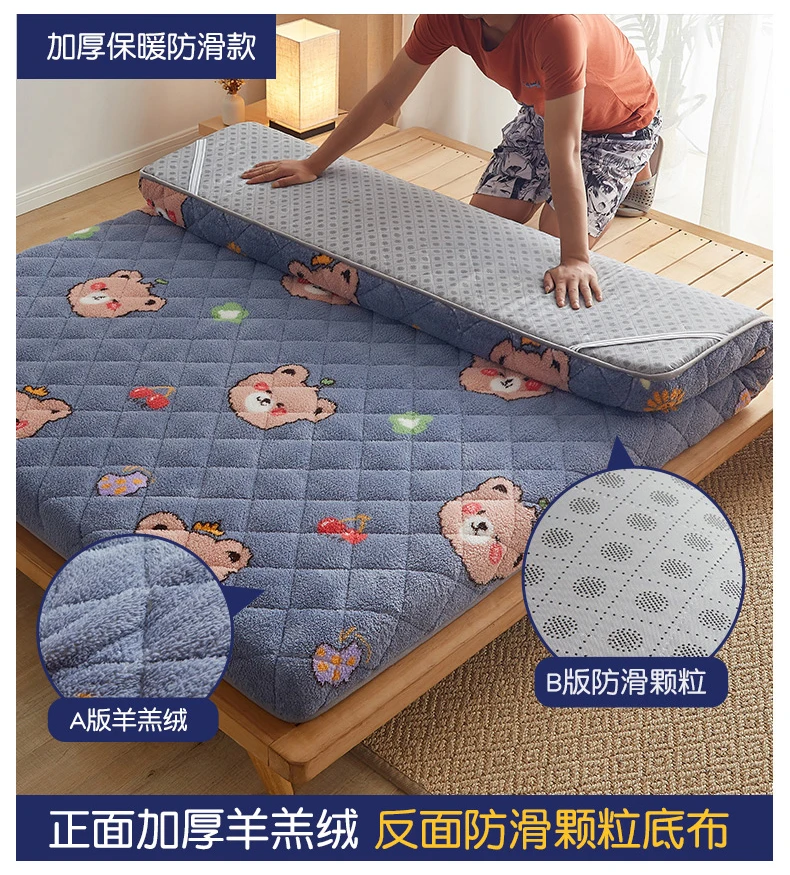 Description Picture 4 of itemLamb wool mattress elastic cushion home foldable comfortable soft Single Double tatami sleeping pad spring autumn sponge mat