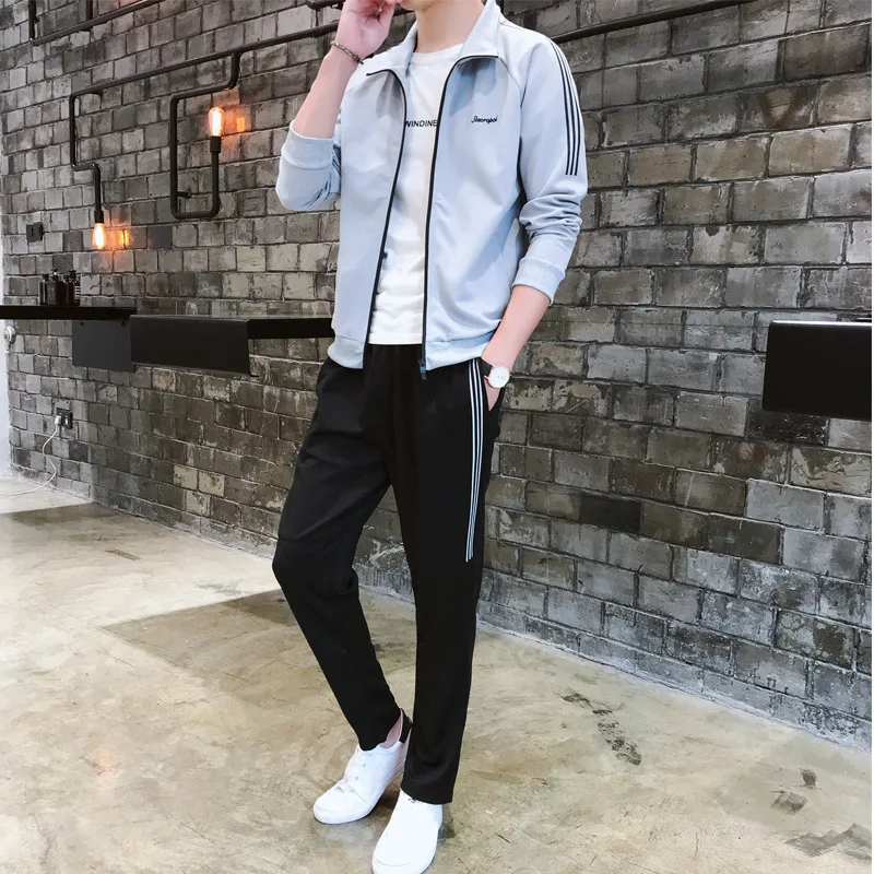 

Sports Set Men's Spring And Autumn New Style Fitness Running Two-Piece Set MEN'S Sportswear Casual Men'S Wear Clothes Coat
