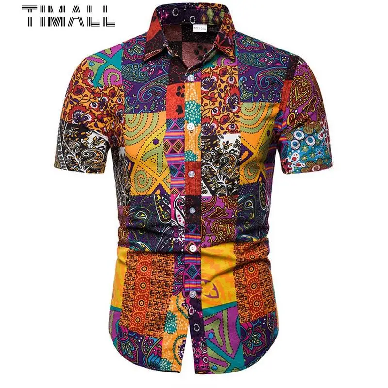 

TIMALL Mens Hawaiian Shirt Male Casual camisa masculina Printed Beach Shirts Short Sleeve brand clothing Free Shipping