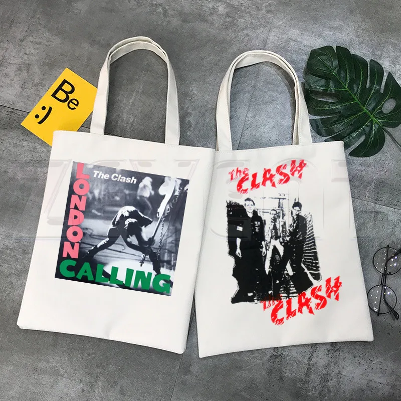 

London Calling The Clash Album Hip Hop Hipster Cartoon Print Shopping Bags Girls Fashion Casual Pacakge Hand Bag