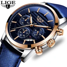 LIGE новые мужские s часы Топ Роскошные Кварцевые часы синие повседневные кожаные военные часы мужские водонепроницаемые спортивные часы Relogio Masculino