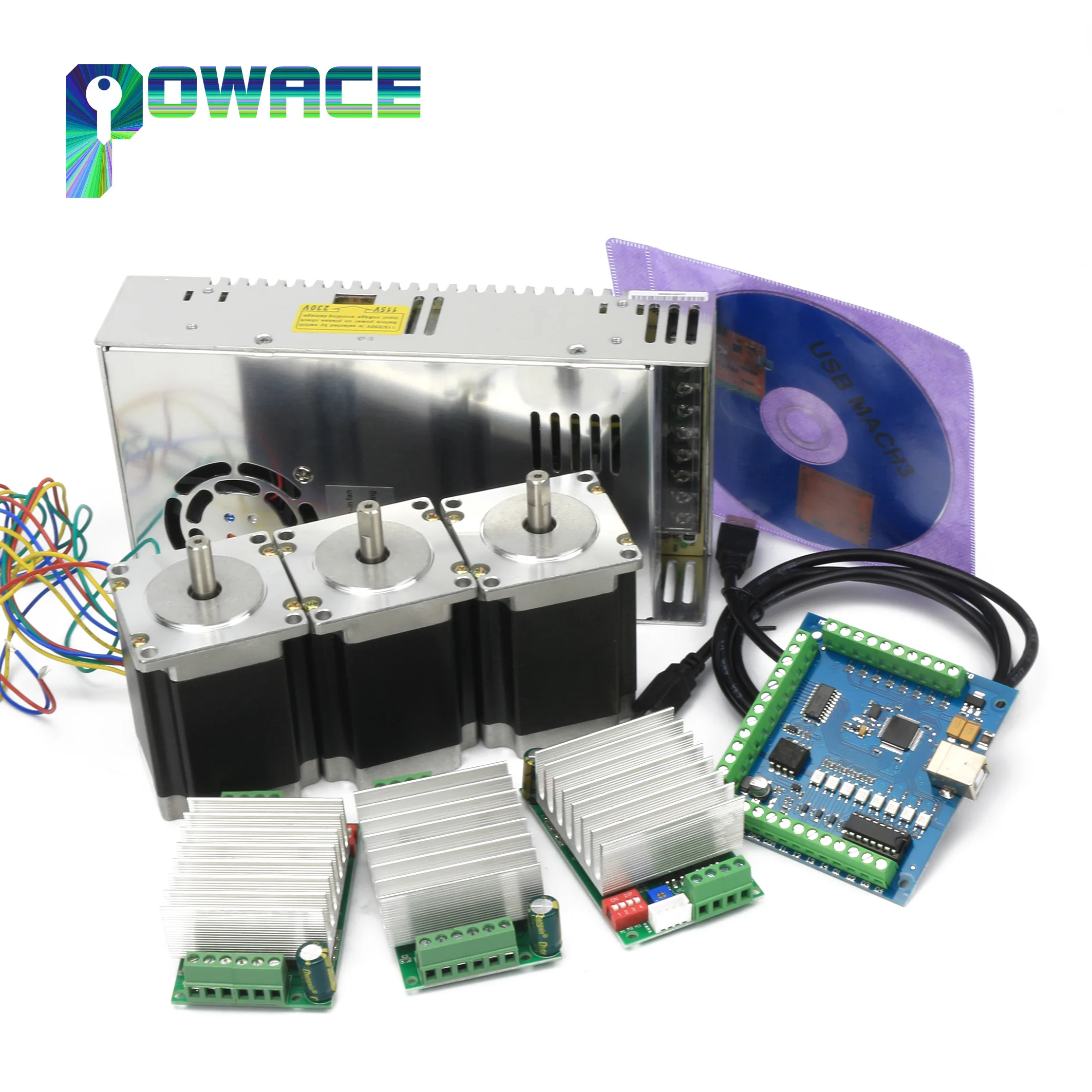US $115.00 EU Free VATUSB Mach3 3Pcs Nema 23 76mm CNC Stepper Motor 270 OzInTB6600 Driver BoardSTB4100 V21 Card CNC Controller Kit
