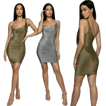 

Sexy Slim Off-Shoulder Womens Sleeveless Bodycon Clubwear Party Cocktail Evening Slim Mini Dress Fashion Formal Lady Solid Dress