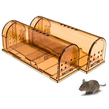 

Plastic Mouse Trap Reusable Rat Catcher Cage Clamp Pest Repeller Mouse Trap Rat Trap Brown Mousetrap for Home Shop Hotel