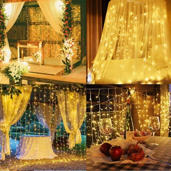 

3*3m 300leds Led Curtain String Light Led Christmas Garland Party Patio Window Decor Fairy Lights Xmas Wedding Lights EU 220V