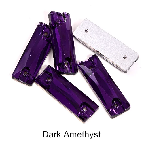 Dark Amethyst 2 размера красочные прямоугольные пришитые Стразы с плоской задней стороной из хрустального стекла для пошива камней для DIY украшения свадебного платья B1351 - Цвет: Dark Amethyst
