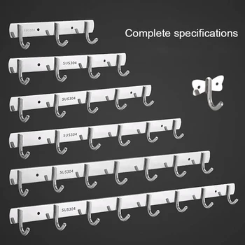 

304 Stainless Steel Hook No Drilling Hooks Bathroom Towel Hook Seamless Strong Kitchen Hooks Metal Storage Organizer