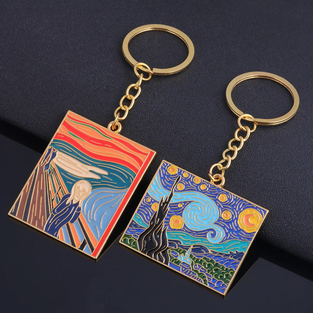 Starry Night Van Gogh Accessories  Van Gogh Starry Night Keychain -  Keychain Key - Aliexpress