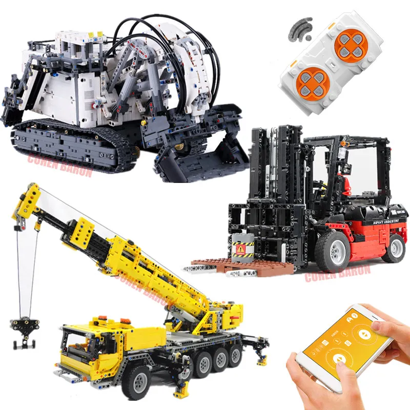 APP RC мобильный кран Mk II экскаватор-погрузчик Fit Technic грузовик город 42009 42100 R9800 строительные блоки кирпичи Подарочная игрушка