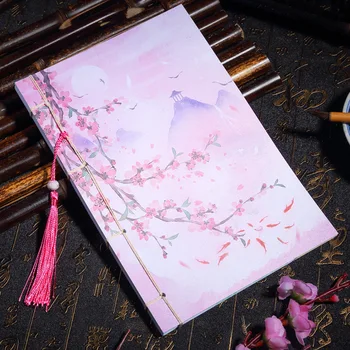

Korea small fresh notebook stationery antique book creative retro hand-painted line loaded literary notebook hand book