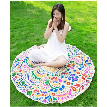 

Female Big Size 150 cm Round Chiffon Shawl Lady Fashion Silk Scarf Women Beach Towel Wrap Trendy Princess Head Kerchief