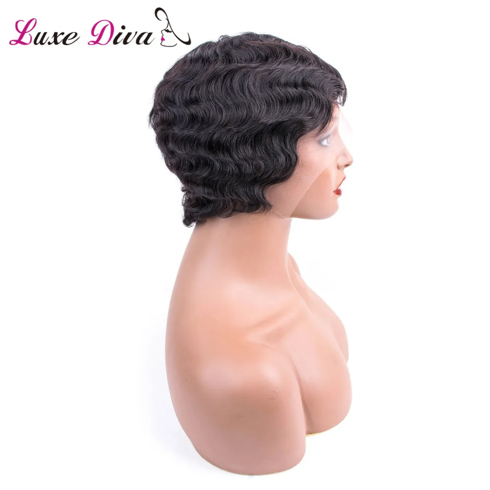 Luxediva волосы короткие кружевные человеческие волосы парики для женщин перуанские Волнистые 130% не-Реми человеческие волосы без запаха