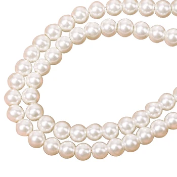 

(100 x 10) Pcs Beige 8mm Glass Imitation Pearl Beads Round Beads DIY Bracelet Necklace Jewelry Accessories