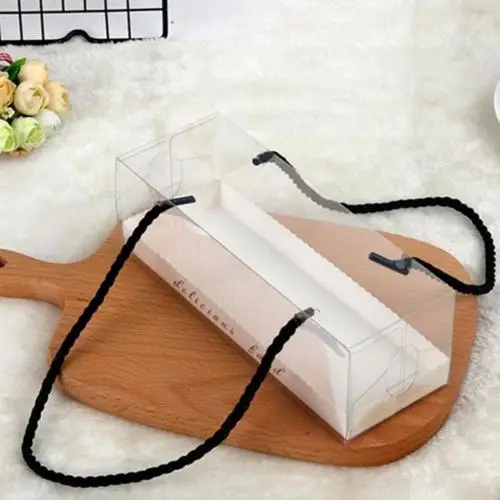 10Pcs Cake Boxes Portable Transparent Cake Swiss Roll Boxes PET Packaging Dessert Container Cake Packaging Box Bakery Gift Box 